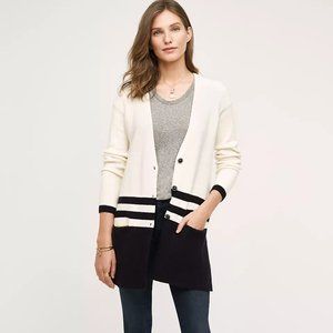 Anthropologie Black and White Striped Cardigan